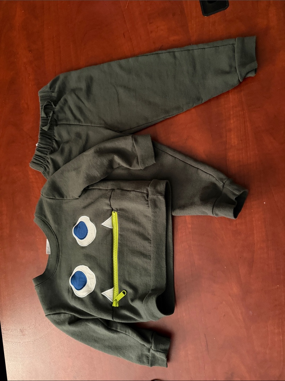 Koala Kids Olive Green Monster Zip Sweatshirt & Joggers